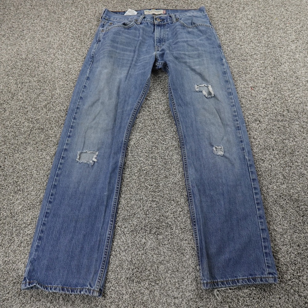 Levis Jeans Mens 32X30 Dark Blue Denim Pants 514 Slim Straight Fade Low Rise Y2K